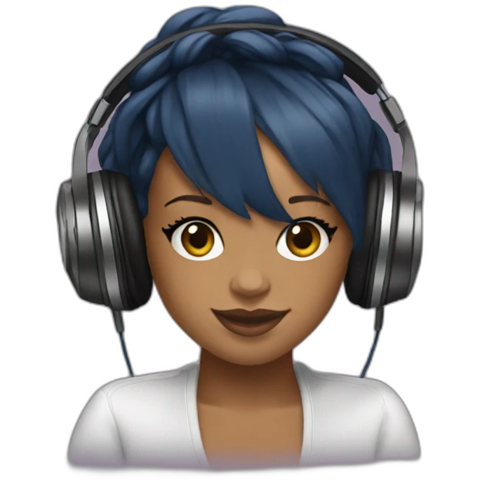 Rihanna wearing headphones vibing to the music emoji