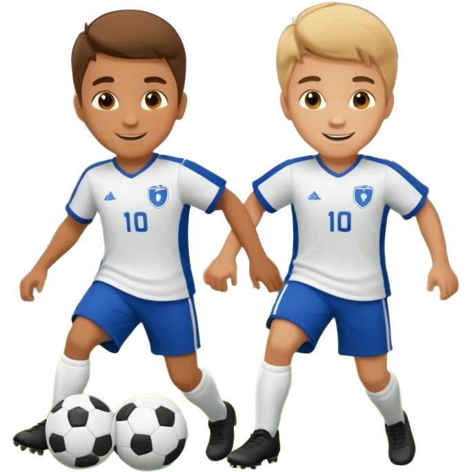 two brothers playings soccer in a park
 emoji