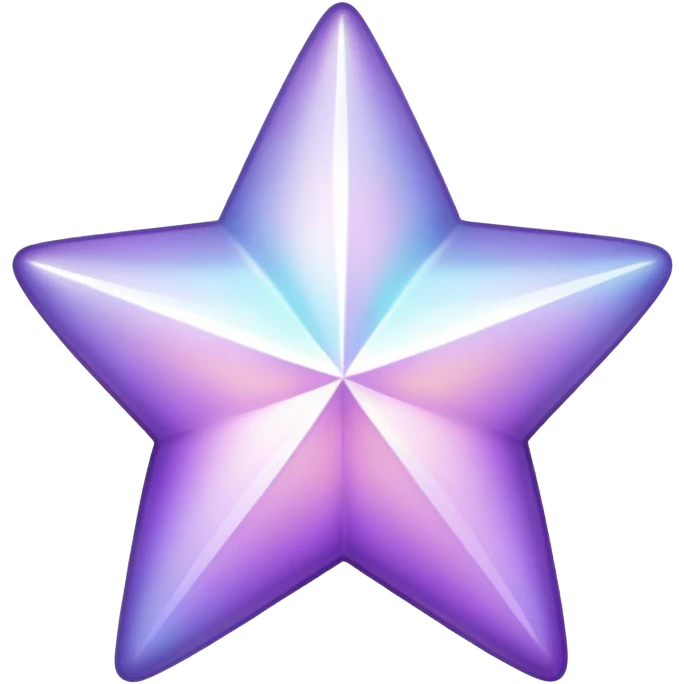 Shiny Iridescent White and pastel purple star emoji
