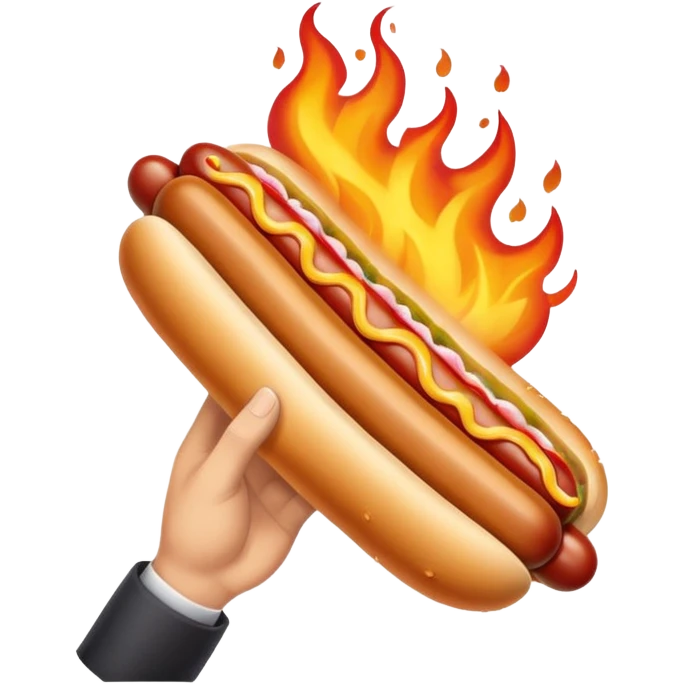 Hand Holding a Flaming Hotdog emoji