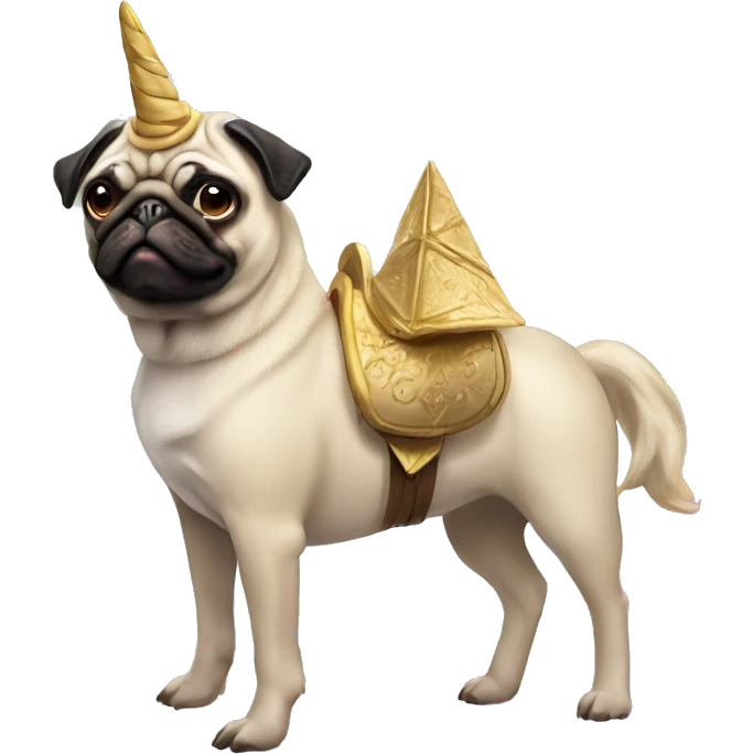 Pug dog riding unicorn emoji