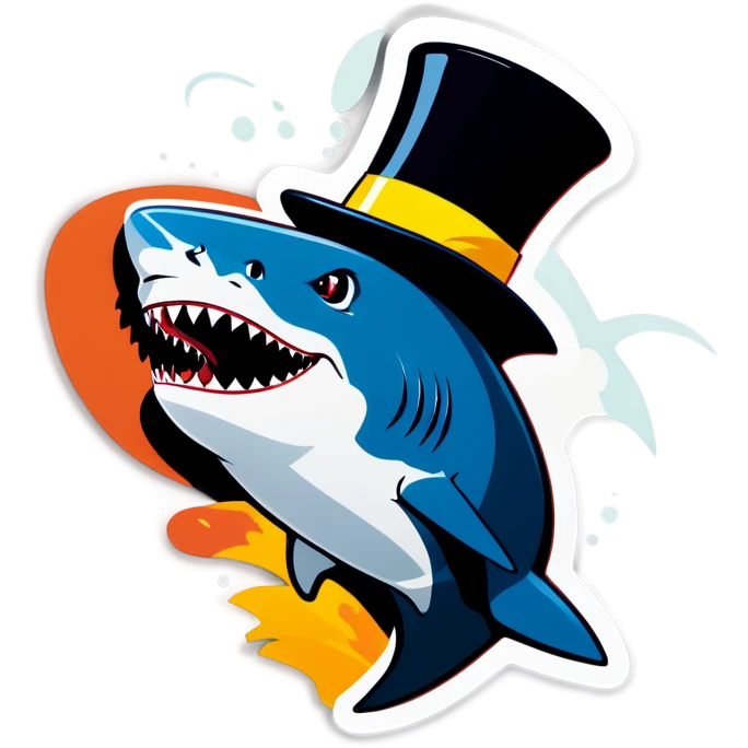 Shark with a top hat emoji