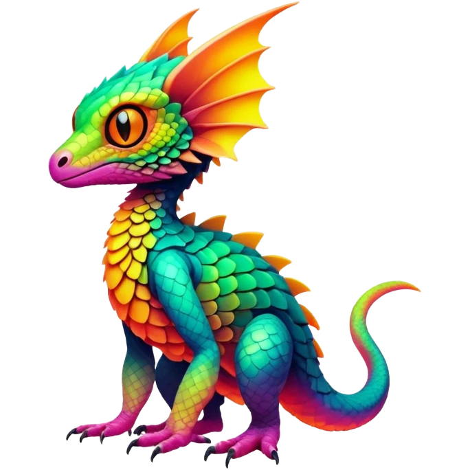 Exotic Tropical futuristic lush warm-colored neon-colored Fakémon-Trico-creature (full body) emoji