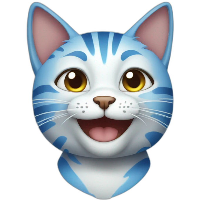 striped blue cat winking emoji