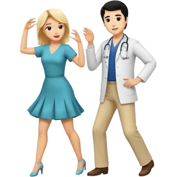 couple dancing full body a doctor black hair  woman blonde emoji