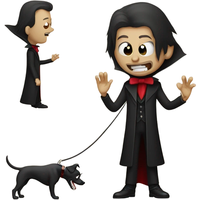 Dracula walking a dog upside down  emoji
