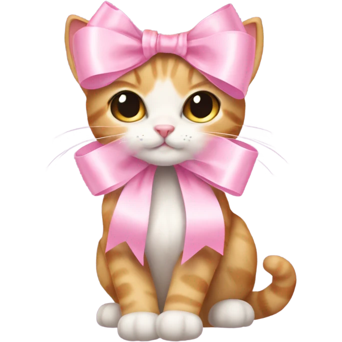 light pink ribbon bow on cat emoji