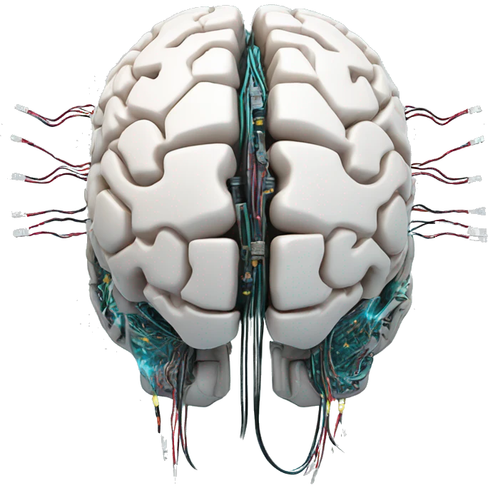 Cyborg brain with circuitry and wires emoji