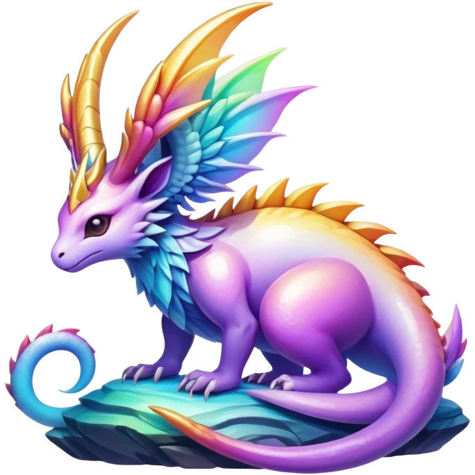 Epic divine legendary complex detailed iridescent gradients aesthetic-Fakémon-creature-scenery emoji