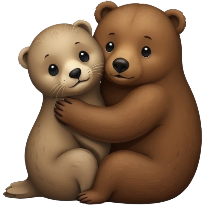 small seal hugging a brown bear emoji
