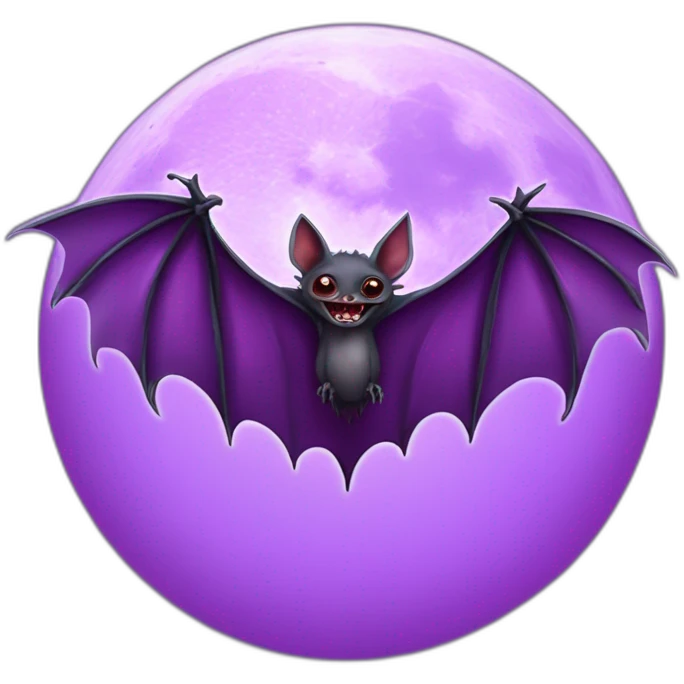 purple dripping vampire bat wings flying in front of large realistic full moon emoji