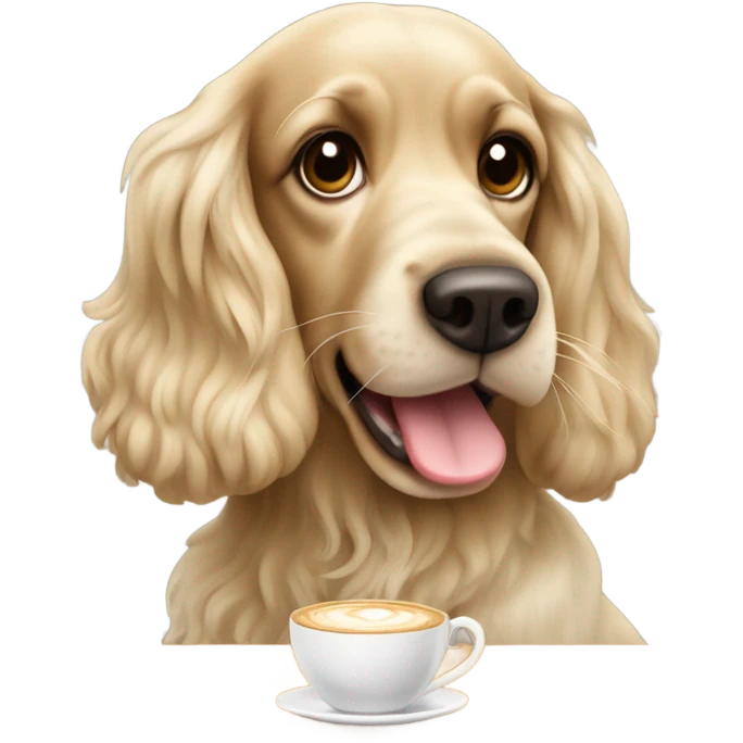 blonde spaniel drinking capucino emoji