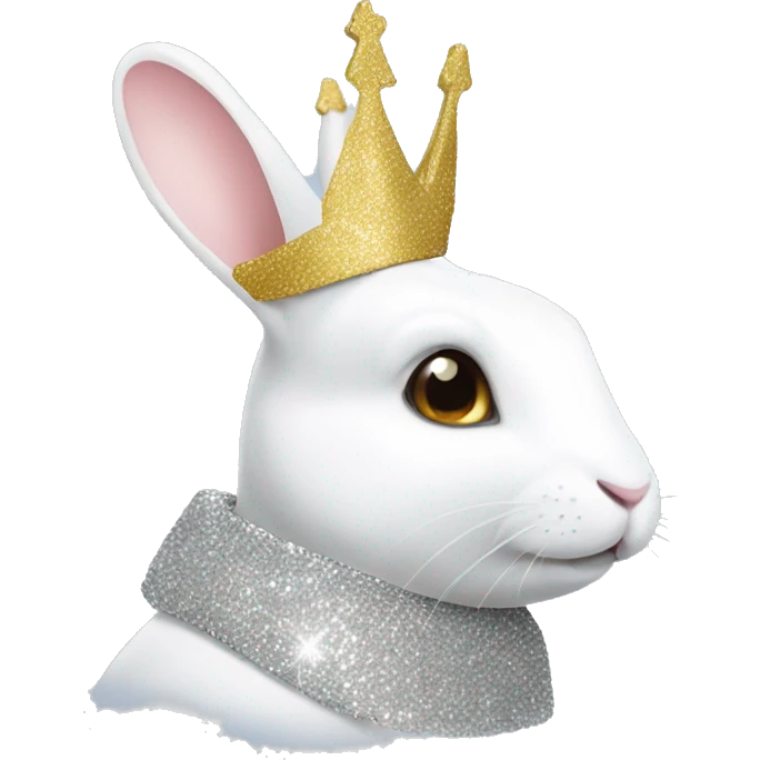 White rabbit with a glitter crown  emoji