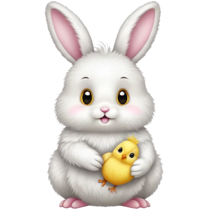 Cute easter bunny with small baby chick emoji