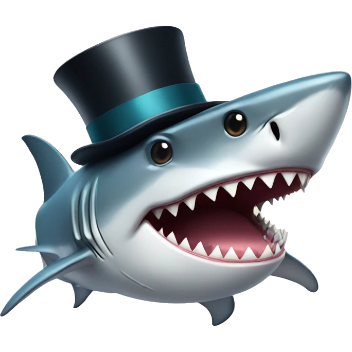 Shark with a top hat emoji
