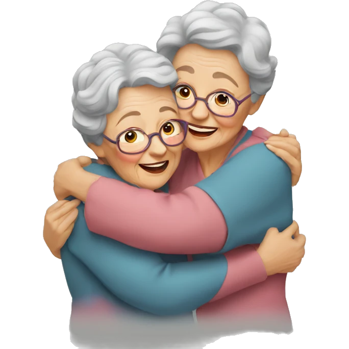 two grandmas hugging each other emoji