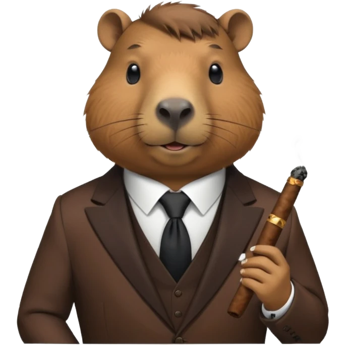 Capibara con un puro de tabaco y un traje elegante  emoji