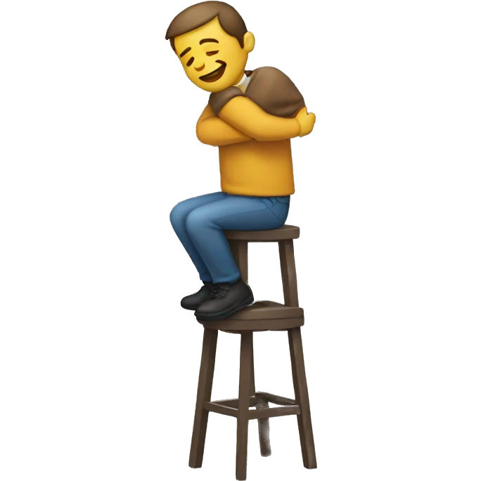 man hugging a stool emoji