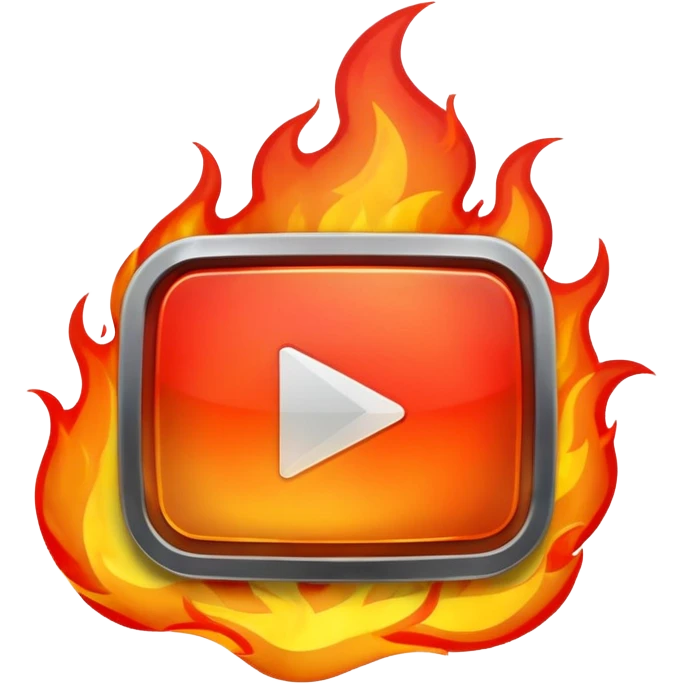 youtube play button button with flames emoji