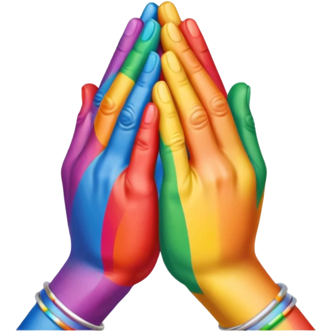 Praying hands rainbow coloured emoji