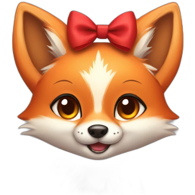 Cute fox with red bow on head  emoji