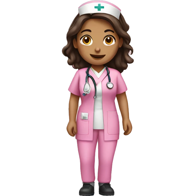 Brunette nurse in pink scrubs emoji