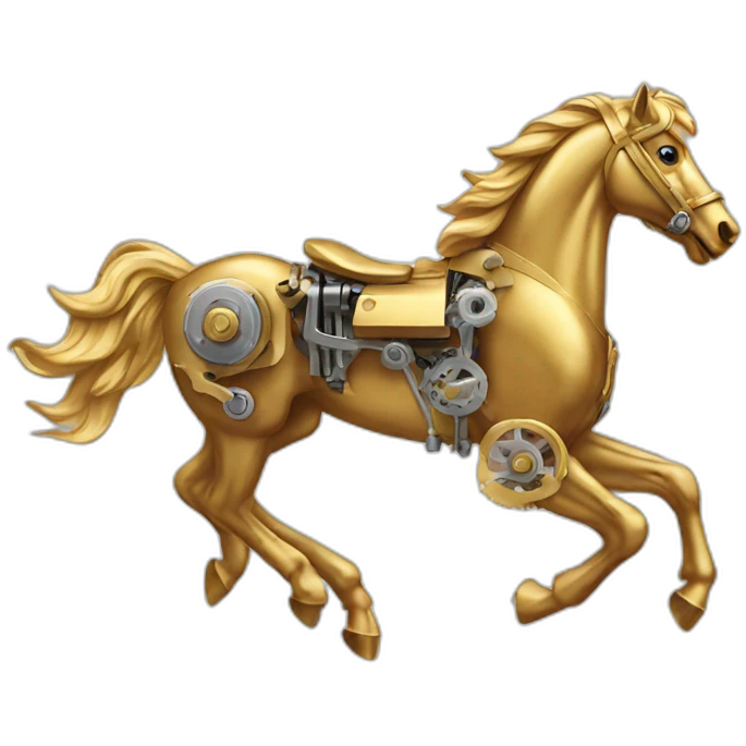 Mechanical golden running horse emoji