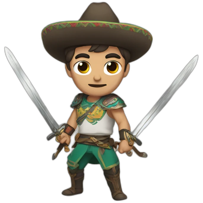 Anime mexican with swords emoji