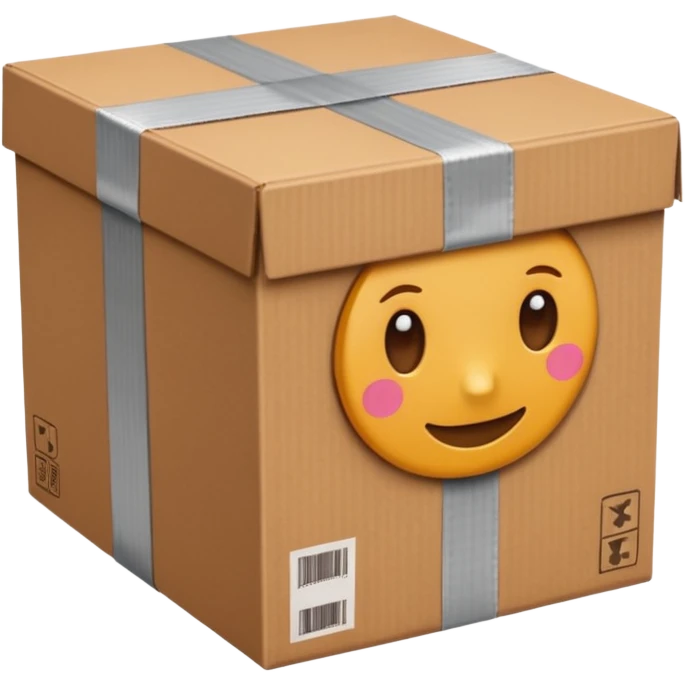 closed brown box with tape facing front forward emoji