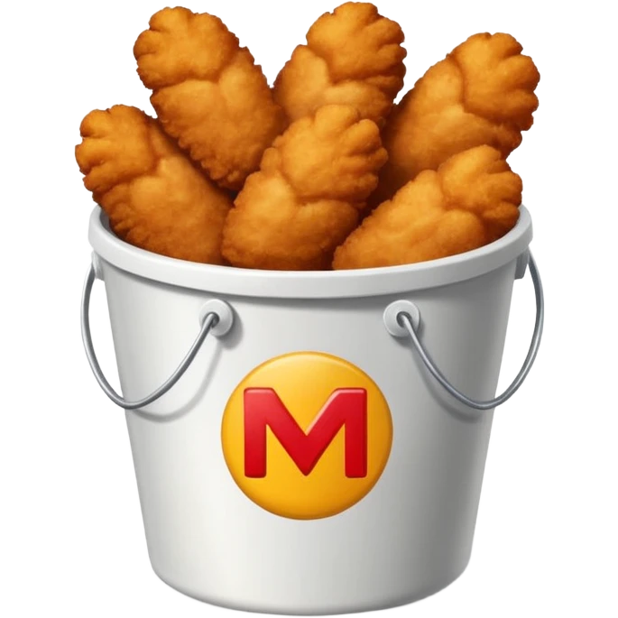 ai aik bucket banao full of nuggets and os par aik red colour ka old ma bana ha emoji