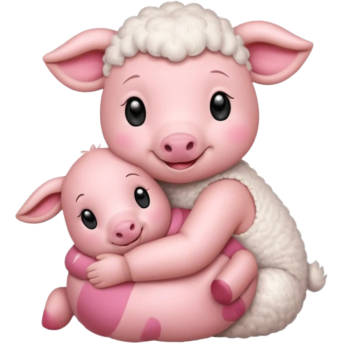 Lamb hugs Piglet emoji