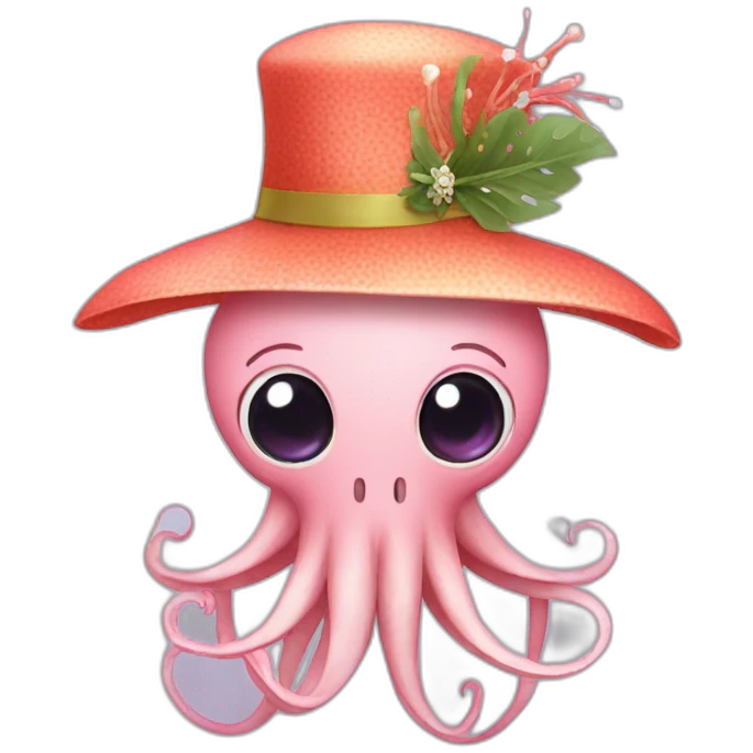 Squid wearing a fascinator emoji