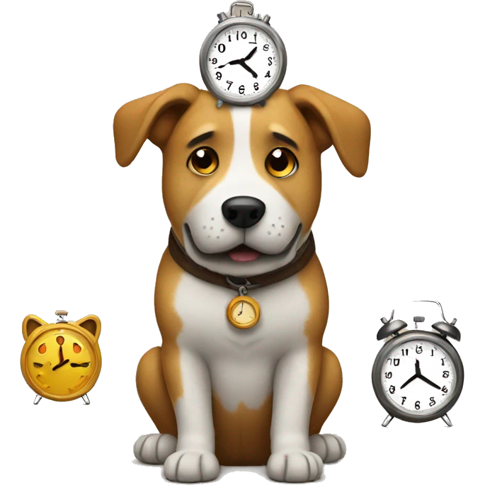 this is fine dog with clocks emoji