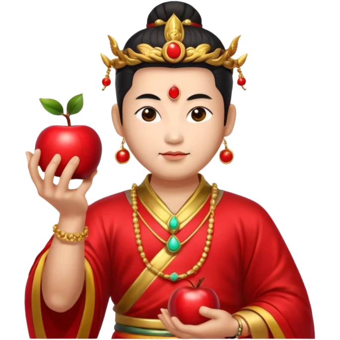 chinese god with an apple emoji