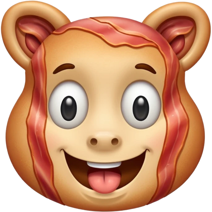 Cartoon streaky bacon with facial expression  emoji