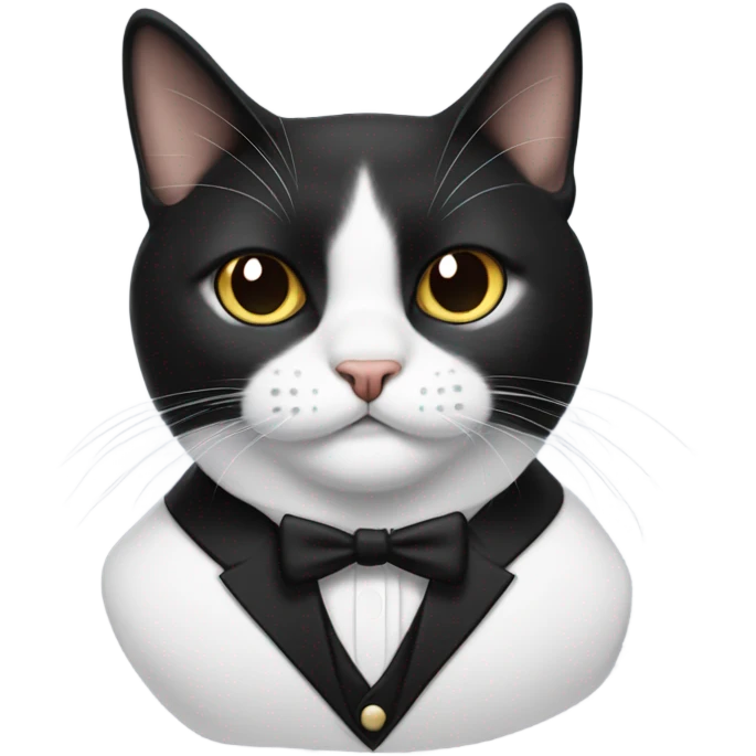 Black and white tuxedo cat with half a Hitler mustache emoji