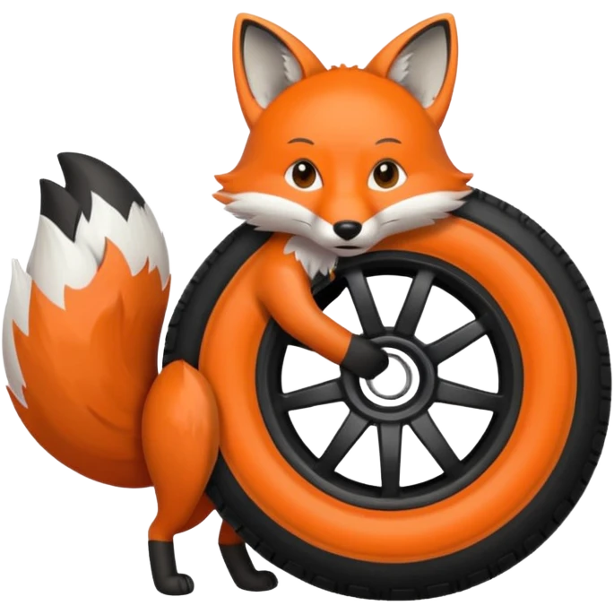 Diseña un Zorro mostrando una llanta  emoji