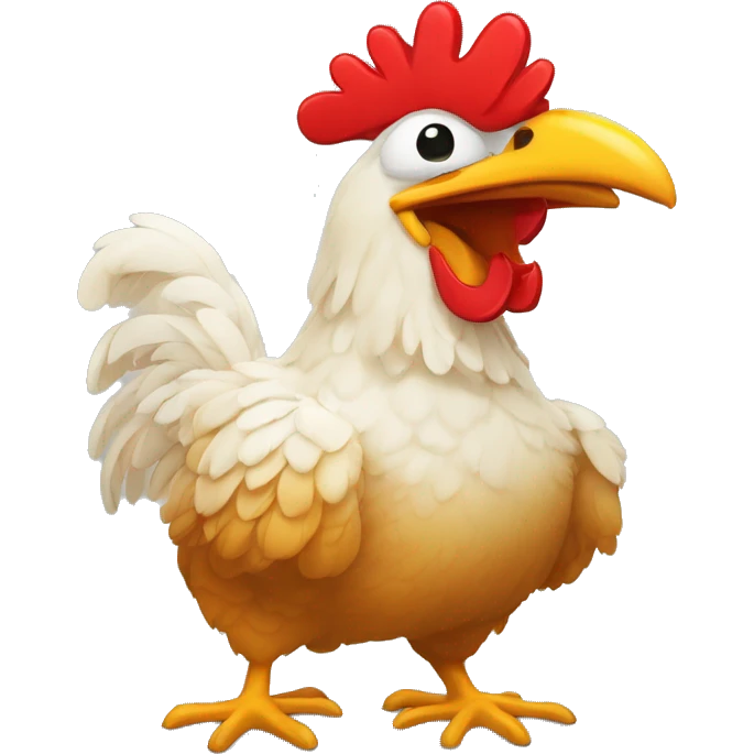 Un pollo con tenis rojos gafas de sol y enseñando los dientes  emoji