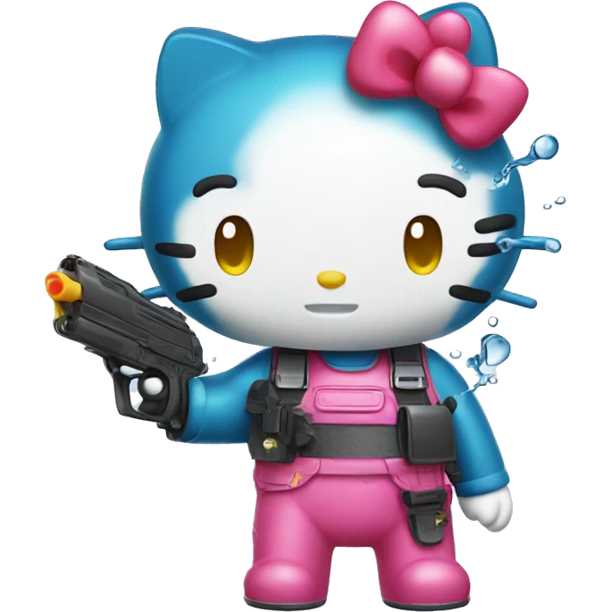 Hellokitty with a water gun emoji