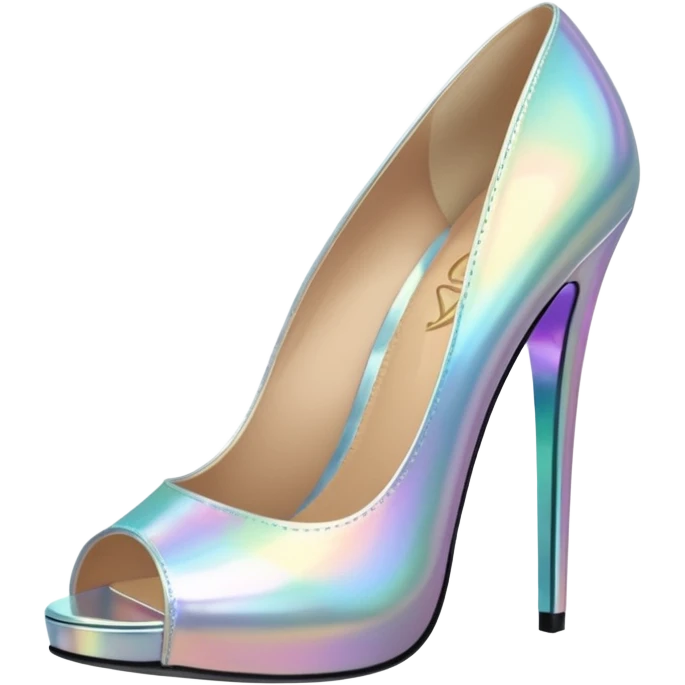 Holographic open toe high heel pumps emoji