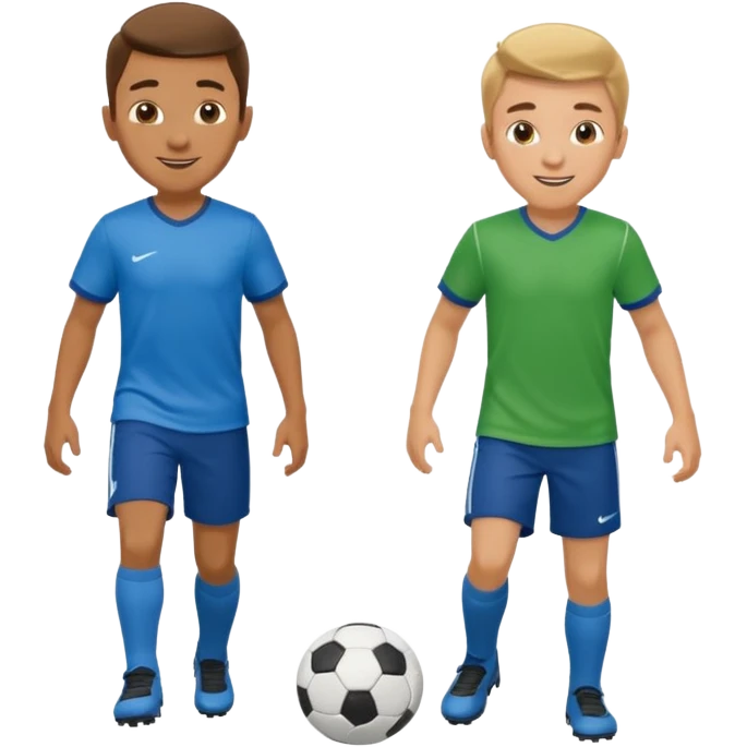 two brothers playings soccer in a park
 emoji