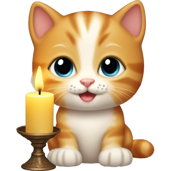 Ginger kitten holding a candle emoji