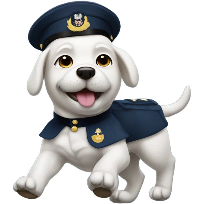 Dog marching in navy uniform  emoji