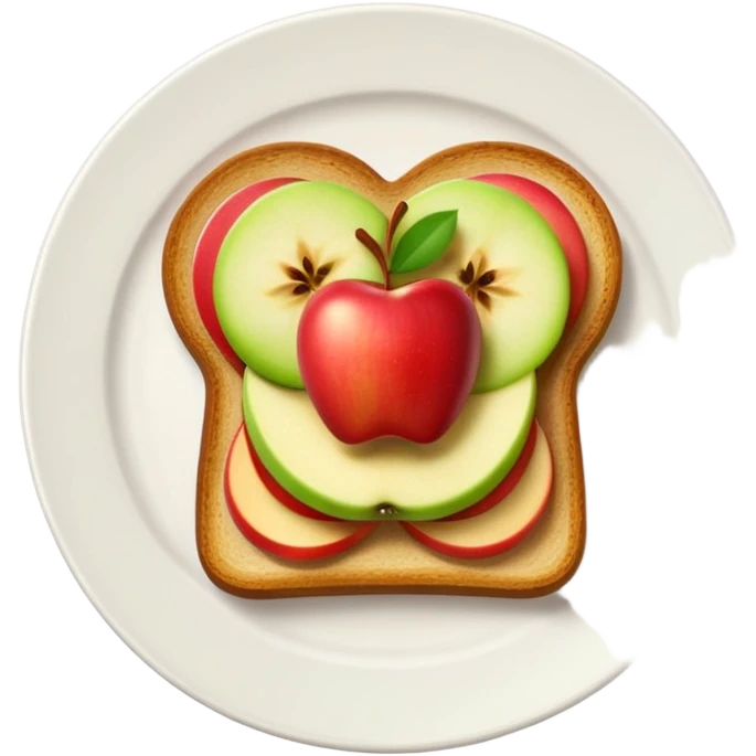 toast with apple slices on top, bright colors emoji