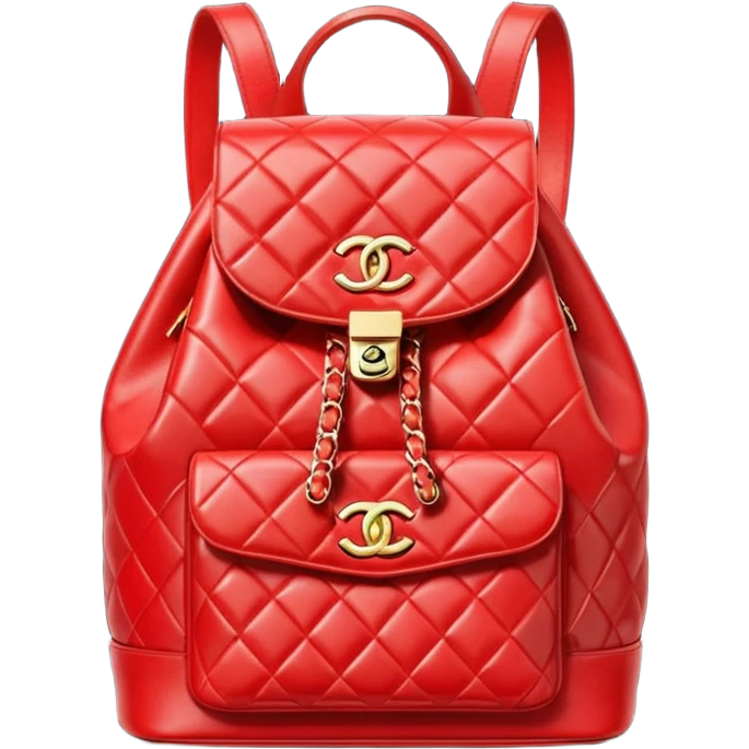 chanel red backpack gold hardware emoji