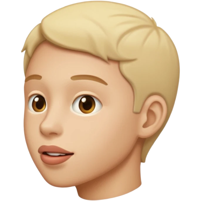 Tête de profil, et qui fait chute en montrant sa bouche emoji