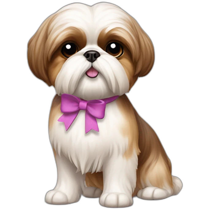 Dog Shih Tzu with a bow on head full-body emoji