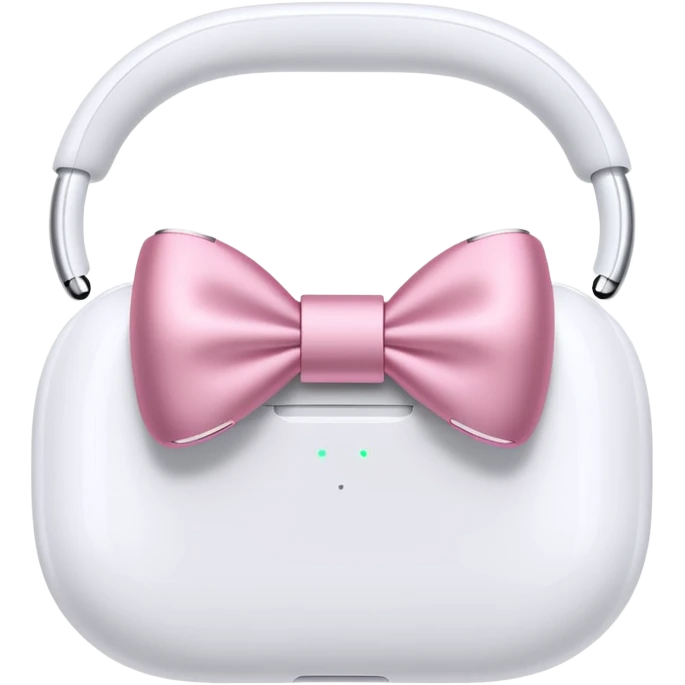 airpods max in white with pink bows emoji