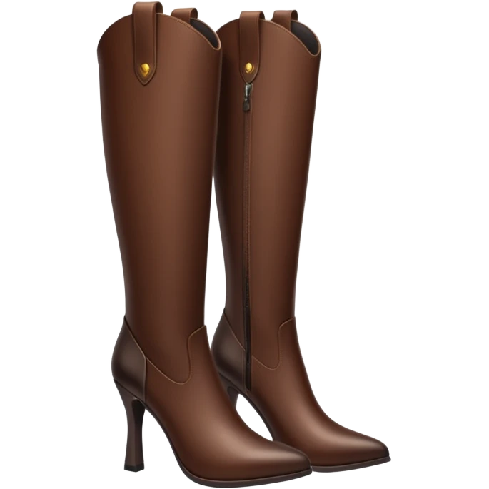 Dark brown tall leather boots with heels emoji