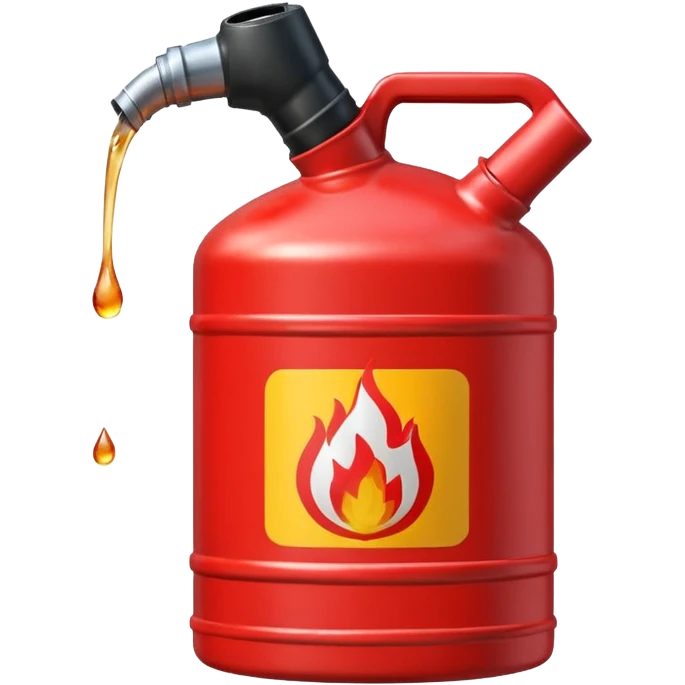simple red gasoline canister plain pouring drops of diesel no fire emoji